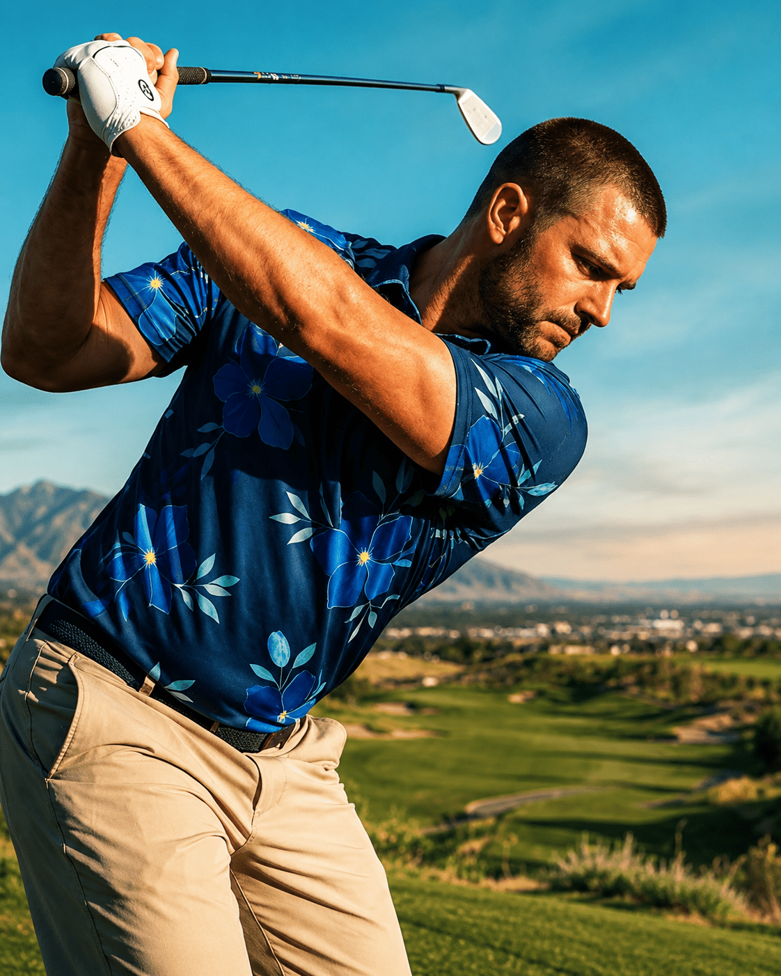 Man playing golf on a Spanish golf course