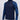 Navy long-sleeve shirt with blue patterned sleeves on a light gray background