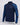 Navy long-sleeve shirt with blue patterned sleeves on a light gray background