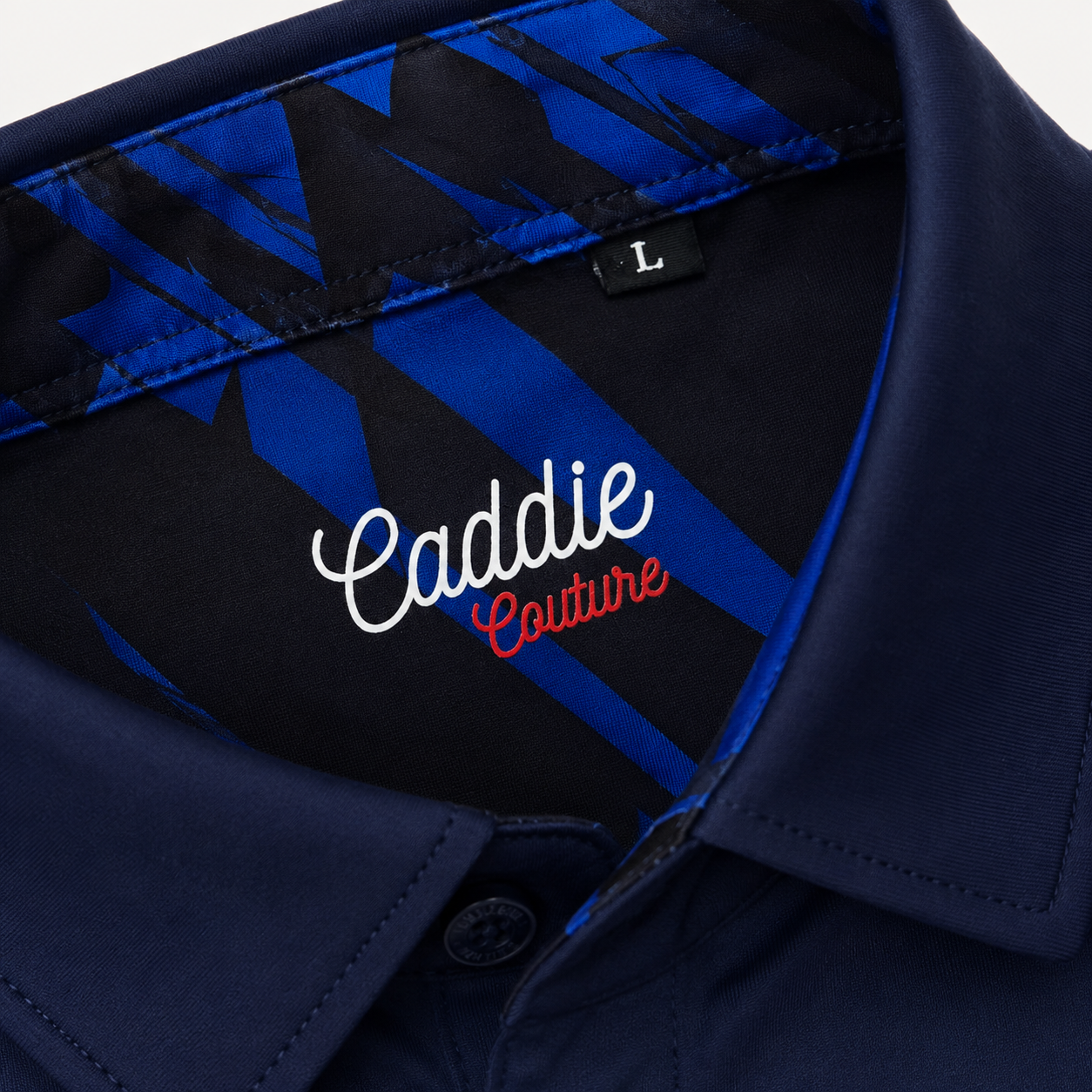 Midnight Classic navy golf polo detail image