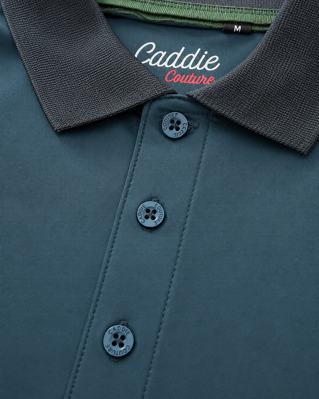 close up of green golf polo