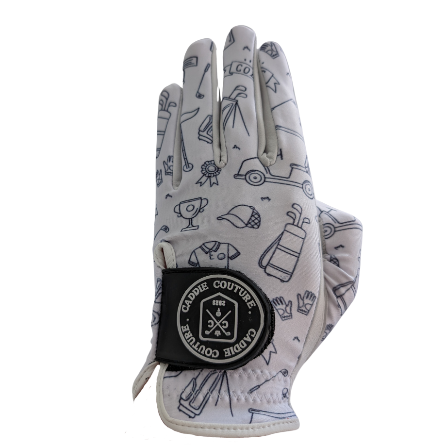 Doodle Pattern Golf Glove Front View