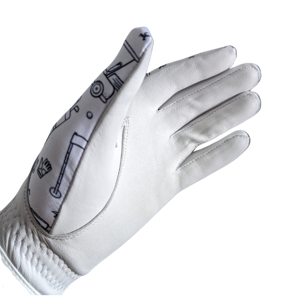 Doodle Pattern Golf Glove Hand Open