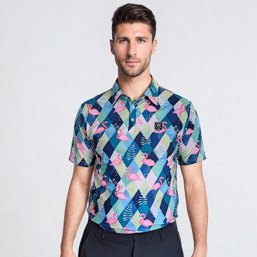 Flamingo Signature Golf Polo Male model facing forward
