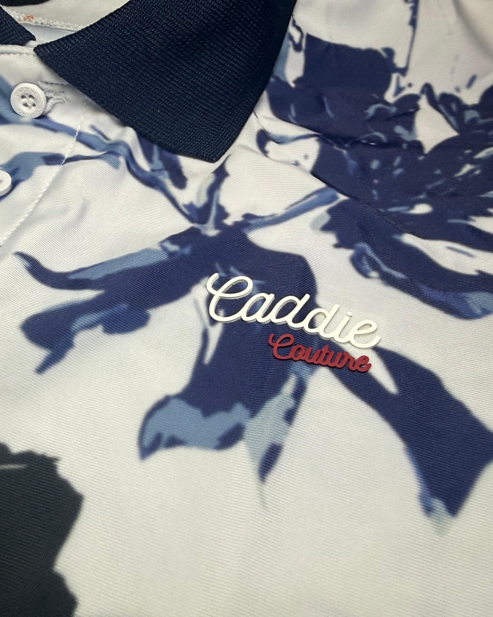 Indigo Ink golf polo collar and detail image