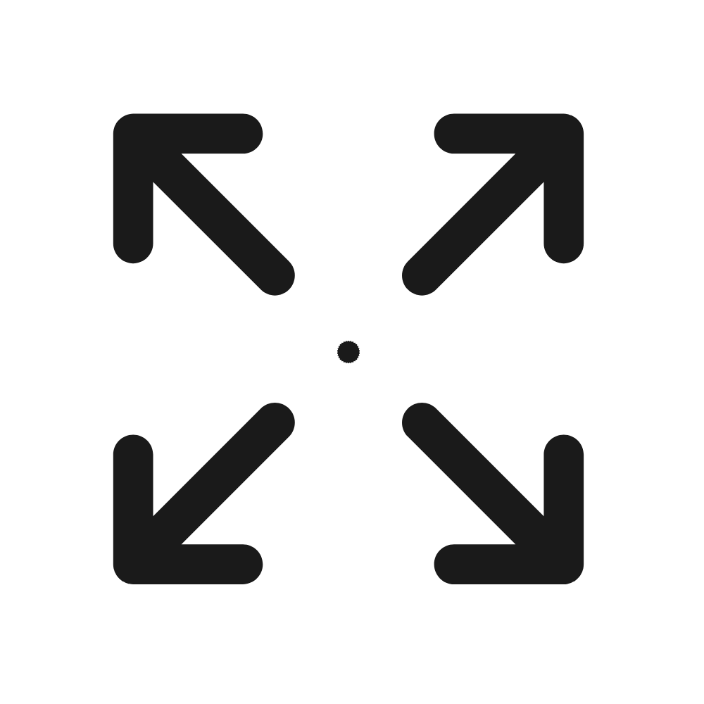 Black arrows pointing towards a central dot on a white background