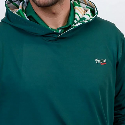 Green Golf hoodie with a brand logo on a plain background