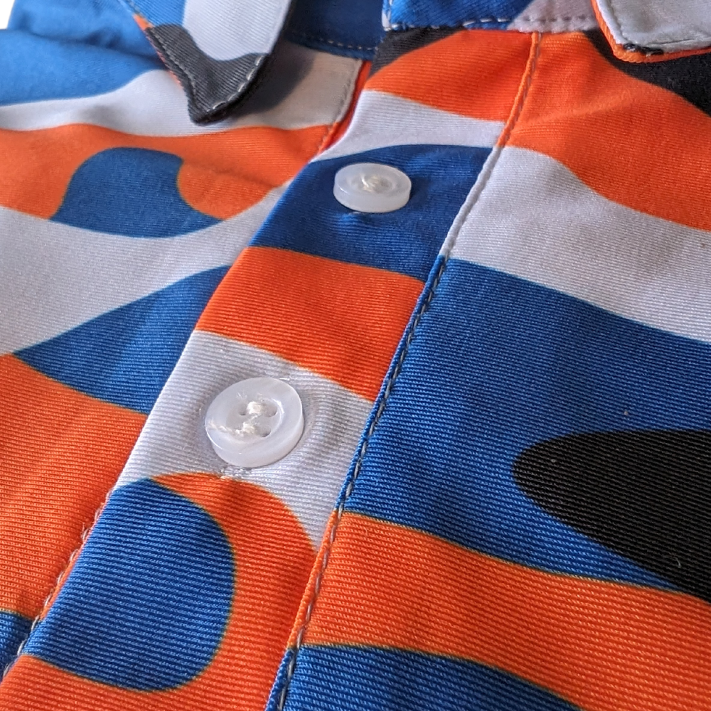 urban camo golf shirt close up