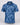 Blue patterned polo shirt on a light gray background
