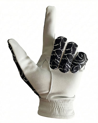 White glove with black pattern on a white background