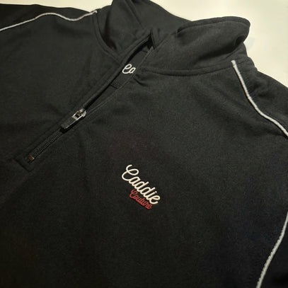 close up of stealth quarter zip