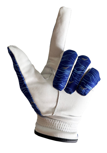 White and blue glove on a white background
