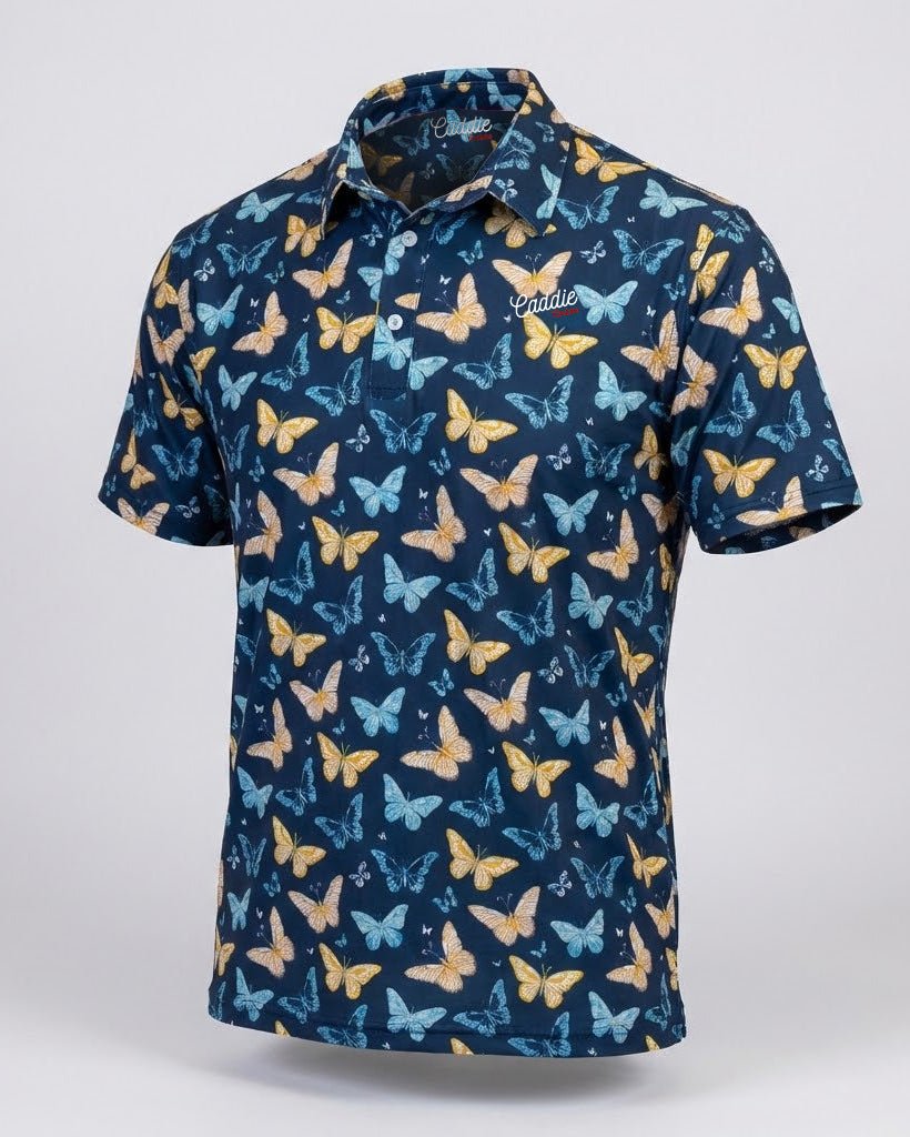 Butterfly patterned shirt on a white background