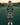 Child standing on a golf course with a sunset in the background