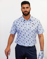 Man Wearing Cactus Golf Polo with matching glove and golf club