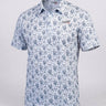 Short-sleeve shirt with cactus pattern on a light gray background