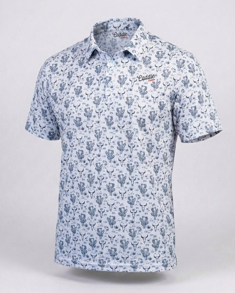 Short-sleeve shirt with cactus pattern on a light gray background
