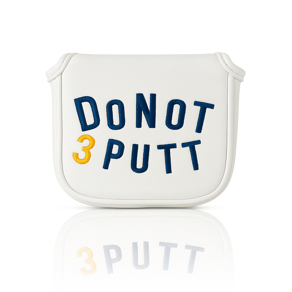 White putter cover with 'DO NOT 3 PUTT' text on a white background