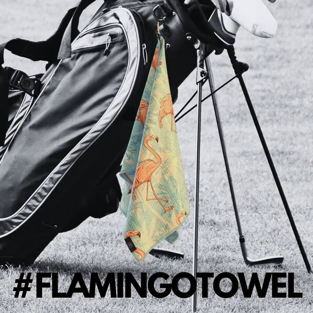 Flamingo Golf Towel on Golf Bag