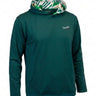 Green golf hoodie with a patterned hood on a white background