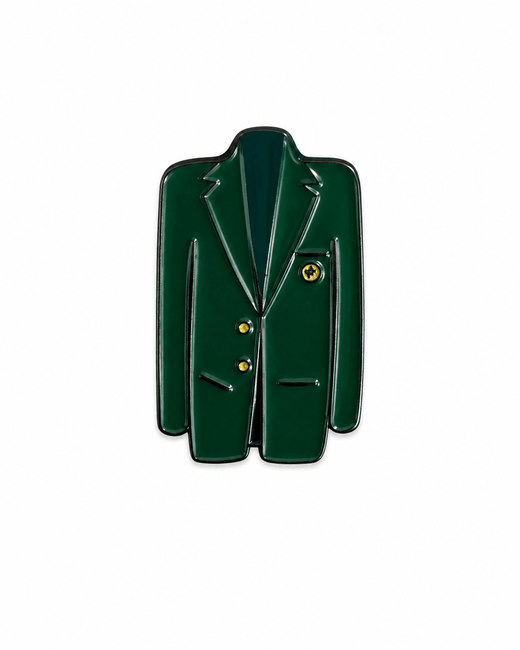 Green jacket ball marker on a white background