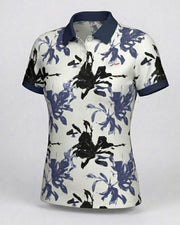 Polo shirt with floral pattern on a white background