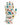 Gloves with colorful fruit and leaf pattern on a white background, featuring 'Caddie Couture' branding.