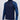 Navy long-sleeve shirt with blue patterned sleeves on a light gray background