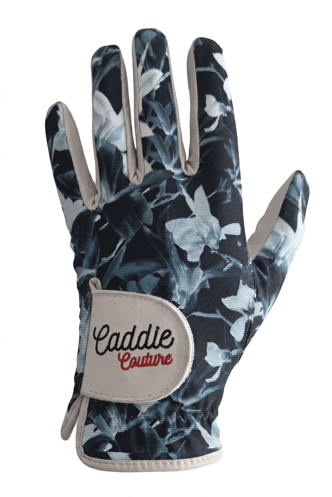 Gray glove with floral pattern on a white background