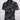 Black polo shirt with white abstract pattern on a white background