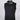 Black sleeveless vest with patterned collar on a light gray background