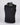 Black sleeveless vest with patterned collar on a light gray background