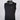 Black sleeveless vest with patterned collar on a light gray background