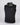 Black sleeveless vest with patterned collar on a light gray background
