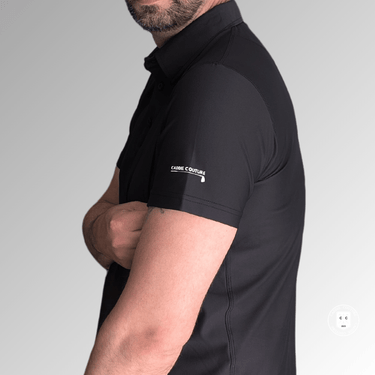 Man Wearing Onyx Golf Polo side view