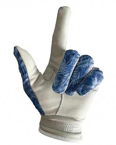White and blue glove on a white background