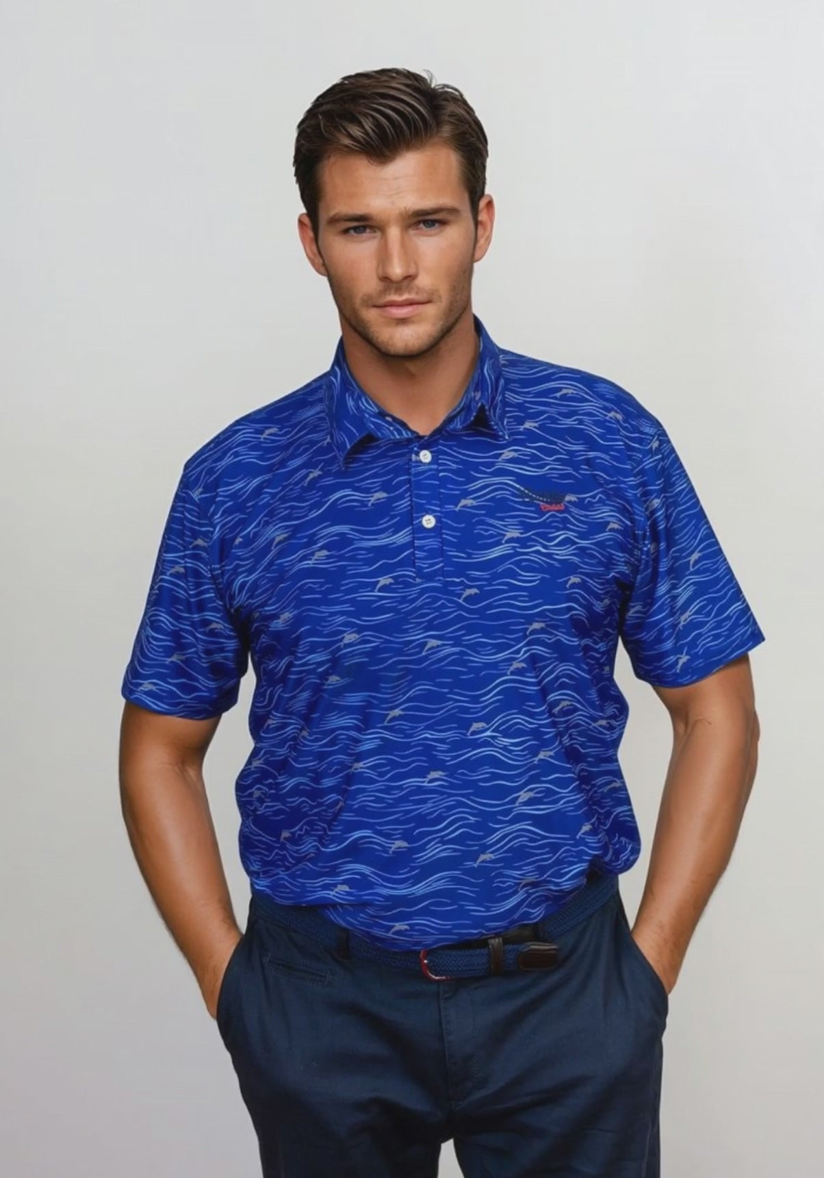 Load video: Blue Waves Performance Golf Polo