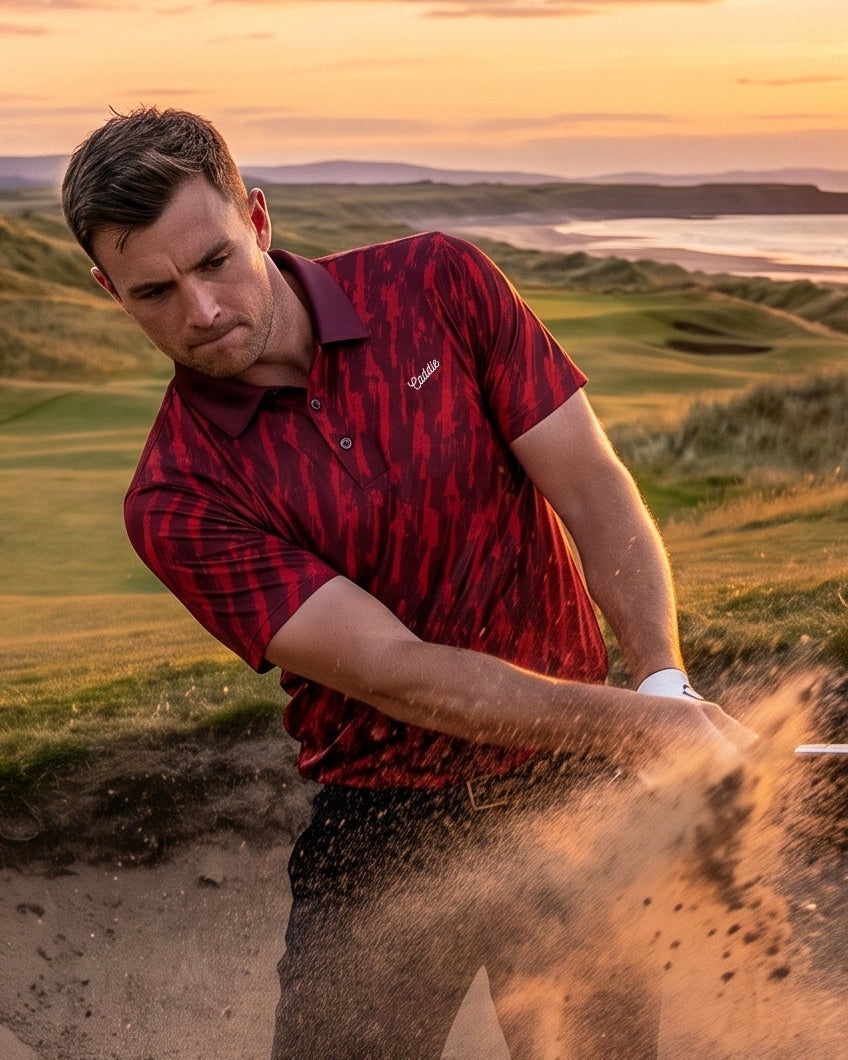 Scarlet Surge golf polo lifestyle image