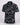 Black polo shirt with white abstract pattern on a white background
